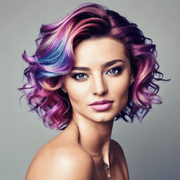 Short Curly Rainbow Hairstyle AI avatar/profile picture for women